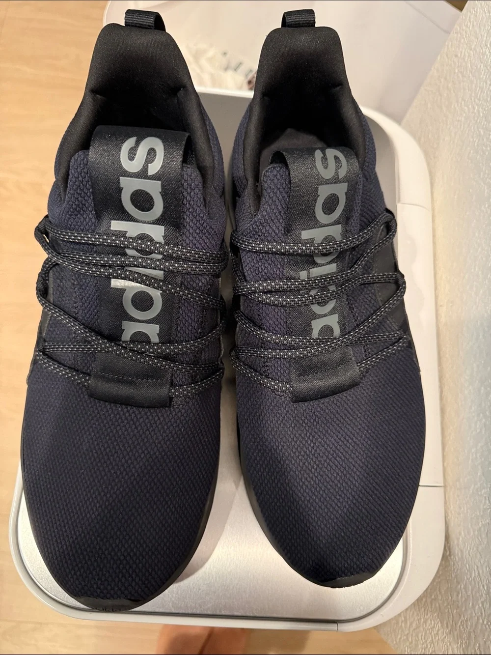 adidas Men’s Black Mesh Slip-On Sneakers with Reflective Laces